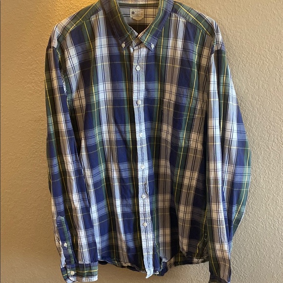 J. Crew Other - J. Crew Blue and Green Plaid Sunwashed Oxford Casual Button Down Shirt/ Size XL